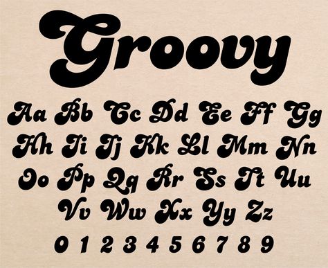 Groovy Font Groovy Retro Font Groovy Script Font Groovy 70s Font Groovy 60s Font Groovy Letters o... Groovy Script Font, Free Retro Fonts, 60s Font, Groovy Letters, Cute Fonts Alphabet, 70s Font, Hippie Font, Alphabet Graffiti, Fonts Retro