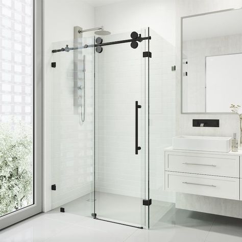 Sliding Door Shower, Corner Shower Kits, Frameless Sliding Doors, Black Shower Doors, Shower Sliding Glass Door, Condo Unit, Frameless Sliding Shower Doors, Corner Shower Enclosures, Frameless Shower Enclosures