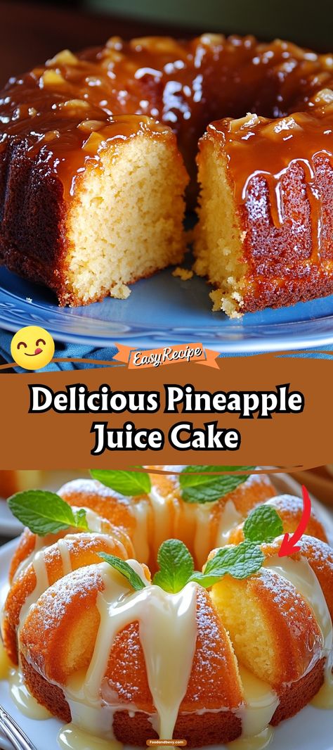 Bring a tropical twist to your dessert with this Pineapple Juice Cake. Infused with real pineapple juice and topped with a sweet glaze, this moist and flavorful cake is a slice of sunshine on your plate. #PineappleCake #TropicalTreat #FruitDesserts Pineapple Juice Cake, Orange Juice Cake, Cake Recipes Without Eggs, Easy Dessert Recipes Quick, Cake Recipes Easy Homemade, Boxed Cake, Cake Recipes From Scratch, Dessert Cake Recipes, Fruity Desserts