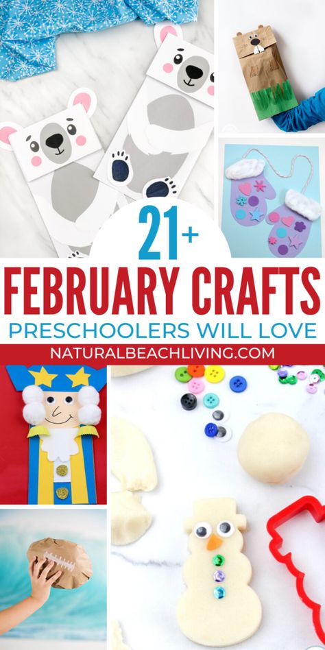 Easy February Crafts, February Preschool Themes, February Crafts For Kids, Heart Crafts Kids, Winter Animals Preschool, February Preschool, February Themes, Winter Animal Crafts, Preschool Valentine Crafts