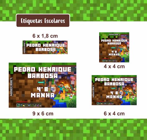 Etiquetas Escolares Meninos (Baixe os Moldes Limpos para Impressão) School Etiquette, Minecraft