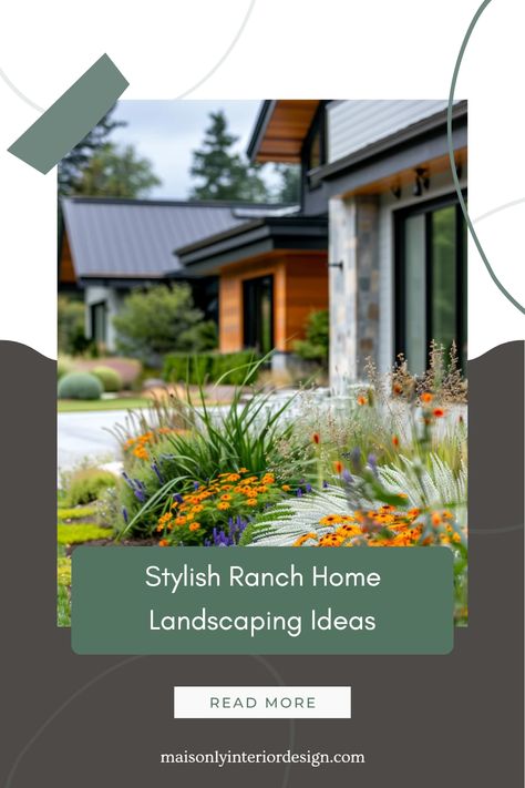 Transform your ranch style house with these creative landscaping tips that boost both curb appeal and outdoor coziness. Discover gardening secrets for a beautiful front yard that welcomes guests, and backyard designs for relaxation and entertainment. Explore flower beds, ornamental shrubs, and water features that blend nature with your home. Whether you want low-maintenance options or vibrant displays, these suggestions will inspire you to refresh your outdoor spaces with charm and style. Enhance your property today! Ranch Landscaping Ideas Front Yard, Ranch Home Landscaping, Ranch Landscaping Ideas, Home Landscaping Ideas, Ornamental Shrubs, Black Pergola, Creative Landscaping, Low Water Plants, Eastern Redbud