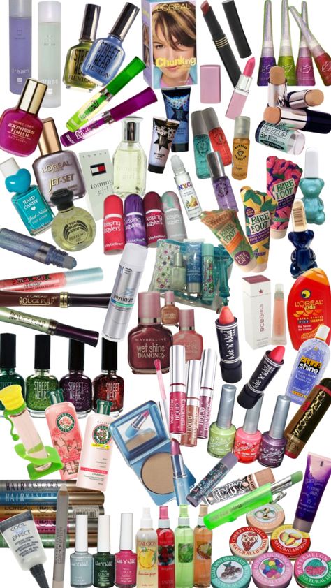 Retro 90s and 00s cosmetics. I had some of these back in the day. #00s #90s #y2k #cosmetics #makeup 2010s Makeup Products, Y2k Beauty Products, 90s Makeup Magazine, Early 2000s Makeup Products, 90s Beauty Products, 2000s Cosmetics, 2000s Skincare, Y2k Makeup Products, Early 2000 Makeup