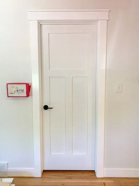 How to Create Craftsman-Style Door Trim - List in Progress Craftsman Style Door Trim, Craftsman Door Trim, Craftsman Style Door, Craftsman Style Trim, Trim And Doors, Craftsman Style Doors, Craftsman Trim, White Paint Color, Interior Door Trim