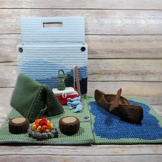 Ravelry: Critter Hollow Carry & Play Camping Adventure Crochet Camping, Sewing Kit Pattern, Camping Gear Diy, Moroccan Tent, Roll Up Curtains, Crochet Kitchen Towels, Color Graphing, Camping Set, Ladder Stitch