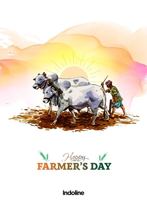 Kisan Diwas serves as a reminder to everyone that we must respect, thank, and appreciate our farmers who work tirelessly to provide us with food, and the best way to do so is to respect his produce by not wasting it. Happy National Farmers' Day! Farmer Images India, Farmers Day Poster Design, Farmer's Day, Village Scene Drawing, Diwali Wallpapers, Birthday Banner Background Hd, Food Franchise, Happy Diwali Wallpapers, Farmers Day