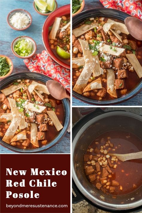 Earthy and smoky Chimayo red chile powder provides the flavorful foundation for this warming stew of tender pork and hominy. A traditional New Mexico Christmas Even dish, this recipe will have you hooked on red chile! #RedChilePosoleRecipe #NMRedChile #ChristmasEve #PorkandRedChileStew #SoupRecipes #StewRecipes #RedChileRecipes Red Chile Pork, New Mexico Christmas, New Mexico Red Chile, 21 Day Fix Vegetarian, Chimayo New Mexico, Posole Recipe, Healthy Mexican Recipes, Chile Recipes, Northern New Mexico