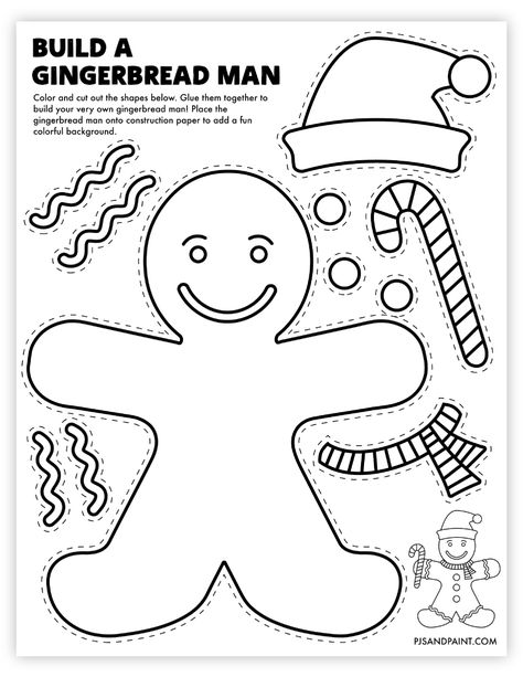 build a gingerbread man Gingerbread Man Craft, Crafts Kindergarten, Gingerbread Man Crafts, Gingerbread Activities, Crafts Printable, Free Printable Crafts, December Crafts, Gingerbread Crafts, Christmas Worksheets