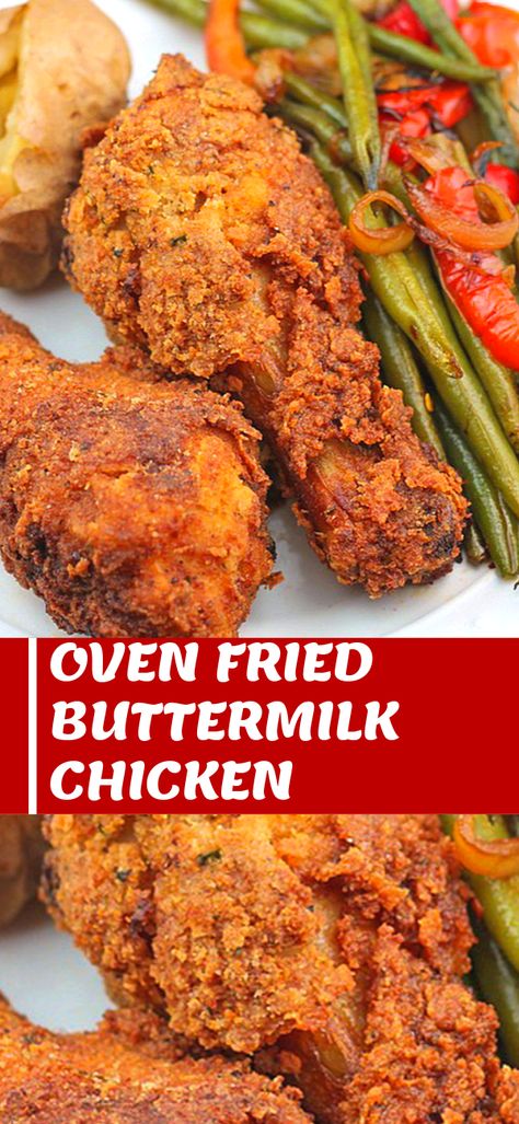 Chicken Buttermilk, Buttermilk Oven Fried Chicken, Oven Fried Chicken Recipes, Baked Fried Chicken, Fried Chicken Legs, Buttermilk Chicken, Drumstick Recipes, Buttermilk Fried Chicken, Oven Fried