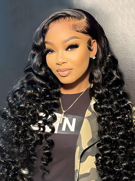 Hair Name: Wear Go Glueless Wigs Hair Style: Wonder Curl Hair Hair Length: 14-30 inches Wig Weight: 200-320g/Wig (Depending on Length and Density) Color: Natural Black Density: 180% Cap Size: Medium, 22.5inch (Customize Size Service >) Lace Size: 6x4 Pre-cut Lace Quality: 100% Virgin Human Hair Wigs Last for More Than One Year Lace Top Swiss HD Lace, Transparent Lace Shipment: DHL, FedEx, or UPS 3-10 Business Days Loose Wave Wig Black Women, Wigs For Kids, Curl Hairstyle, Hd Lace Wig, Curling Hair With Wand, Curl Hair, Glueless Wigs, Wigs Hair, Colored Wigs