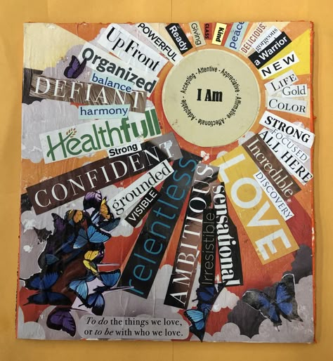 Classroom Group Art Projects, Identity Project Ideas, Self Love Art Projects, Collage Making Ideas For School, Middle School Collage, Easy Collage Ideas, Collage Therapy, I Am Collage, Easy Collage