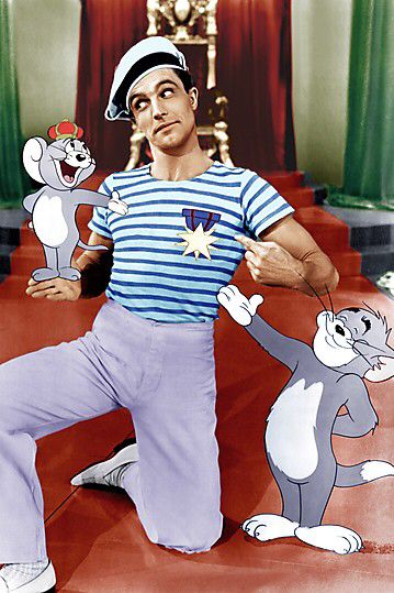 Gene Kelly with Tom & Jerry in Anchors Aweigh, 1945. Jerry Mouse, Cyd Charisse, Anchors Aweigh, Septième Art, Gene Kelly, Movie Moments, Hooray For Hollywood, Hollywood Actors, Tom Jerry