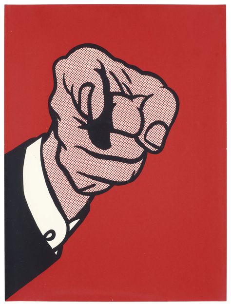 ROY LICHTENSTEIN (1923-1997) | Finger Pointing, from The New York Collection for Stockholm | 1970s, Prints & Multiples | Christie's Pop Art Lichtenstein, Pop Art Roy Lichtenstein, Roy Lichtenstein Pop Art, Lichtenstein Pop Art, Robert Rauschenberg, Jasper Johns, Jeff Koons, Pop Art Comic, Roy Lichtenstein