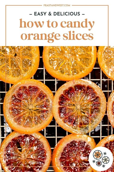 Candied orange slices are tasty on their own, but are also a great garnish for different treats! Make them yourself with this simple recipe. Candied Orange Slices, Candied Orange, Cherry Cocktail, Candied Orange Peel, Slices Recipes, Mouthwatering Recipes, Food Favorites, Christmas Brunch, Food Garnishes