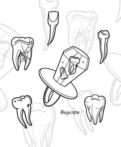 Dre | Tattoo Apprentice on Instagram: "All my previous teeth designs got claimed so here’s another cool flash 🦷🖤   Message to claim ☺️  #teethtattoo #tattoodesign #manchestertattoos #boltontattoos" Apprentice Tattoo Designs, Apprentice Flash Sheet, Rib Bone Tattoo, Vampire Flash Tattoo, Apprentice Tattoo Flash, Tooth Design, Traditional Tooth Tattoo, Flash Designs, Spooky Cute Tattoo