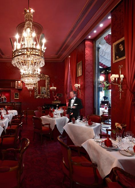 Hotel Sacher Café 70’s House, Vienna Cafe, European Cafe, Red Luxury, Classical Interior, Bookstore Cafe, Decoration Restaurant, Victorian Kitchen, Luxe Life