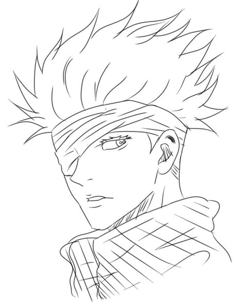 Gojo Satoru Drawing Color, Gojo Coloring Page, Jujutsu Kaisen Coloring Page, Jjk Coloring Pages, Anime Drawing Lineart, Jujutsu Kaisen Sketch, Anime Outline, Character Outline, Spiderman Art Sketch