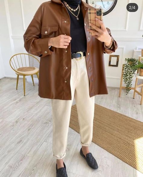 Brown Leather Button Up Shirt Outfit, Brown Leather Shacket Outfit, Sobrecamisa Piel Outfit, Orange Shacket Outfit, Brown Leather Shirt Outfit, Brown Button Down Shirt Outfit, Leather Button Up Shirt Outfit, Leather Shacket Outfit, Leather Shirt Outfit