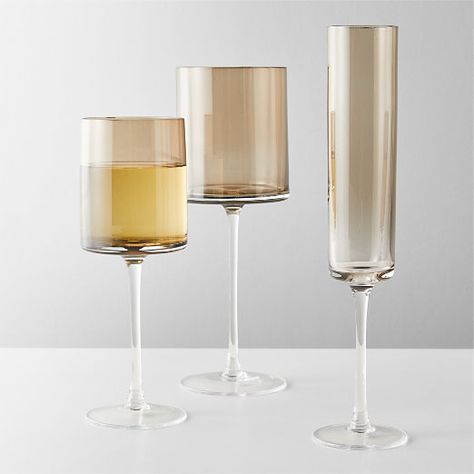 Contemporary Drinkware and Bar | CB2 Modern Champagne Flutes, Gold Bottle Opener, Unique Wine Glasses, Gold Bottles, Flute Glasses, White Wine Glasses, Old Fashioned Glass, Wine Glass Set, Glasses Shop