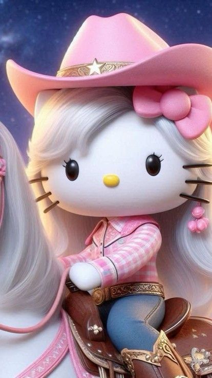 Hello Kitty Vaquera, Cowgirl Pfp, Hello Kitty Cowgirl, Good Morning Hug, Kitty Photos, Kitty Art, Hello Kitty Birthday, Hello Kitty Art, Kitty Wallpaper