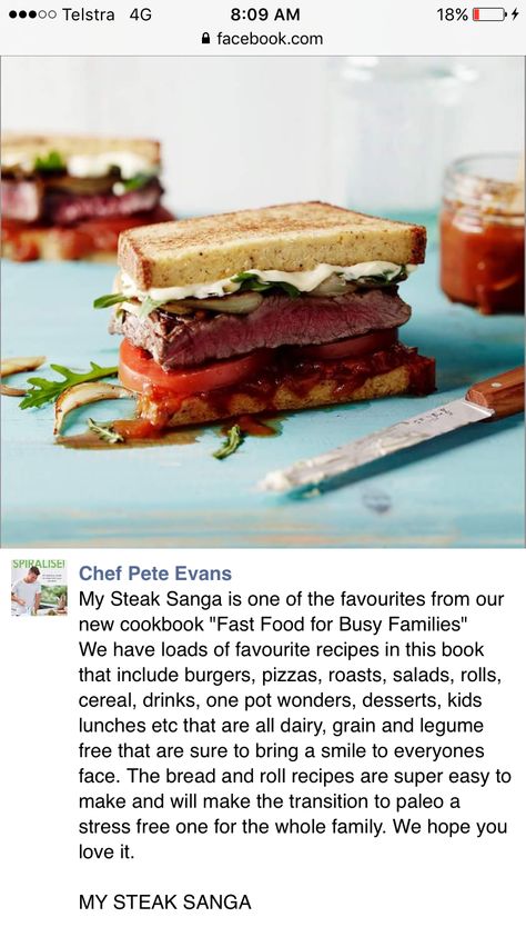 Pete Evans Steak Sanga 1 of 5 Pete Evans, One Pot Wonders, Busy Family, New Cookbooks, One Pot, Steak, Sandwiches, Rolls, Chef