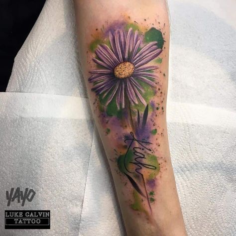 Large Purple Aster Flower Tattoo Purple Aster Tattoo, Aster Tattoo September, September Birth Flower Tattoo Aster, Sapphire Tattoo, Purple Aster Flower, September Birth Flower Tattoo, Aster Flower Tattoo, Aster Tattoo, Aster Flower Tattoos