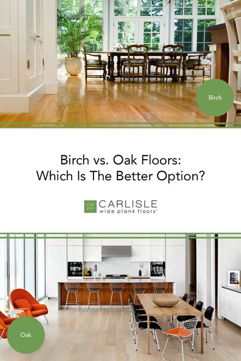 Birch and Oak Floors are among the most popular hardwood choices based on their lustrous color, fascinating grain patterns, and exceptional durability. Learn more about these iconic hardwood species on our blog to determine which floor is best for your purposes. #woodflooring #OakFloor #floordesign #BirchFloor #popularflooring #hardwoodfloors #qualitywood Birch Hardwood Floors, Birch Floors, Wide Plank Floors, Red Oak Floors, Reclaimed Wood Floors, Engineered Wood Flooring, Oak Wood Floors, Oak Hardwood Flooring, Wide Plank Flooring