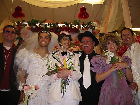 Misha Collins and Vicki renewed their vows in drag in an Albertsons supermarket. Misha, you're just too much. <3 Misha Collins Wedding, Misha Collins, Too Much