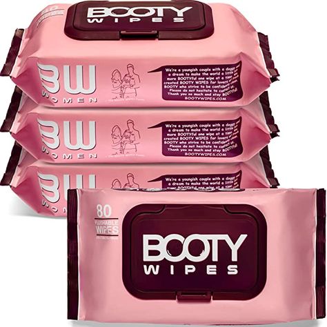 Amazon.com: BOOTY WIPES for Women - 320 Flushable Wet Wipes for Adults, Feminine Wipes, pH Balanced (320 Wipes Total - 4 Flip-Top Packs of 80) Wipes for Women, Infused with Vitamin-E & Aloe: Health & Personal Care Bathroom Wipes, Dude Wipes, Feminine Wipes, Body Wipes, Flushable Wipes, Feminine Wash, Cleansing Wipes, Wet Wipes, Ph Balance