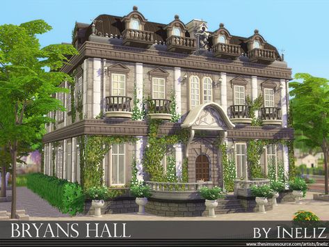 Ineliz's Bryans Hall Sims 4 Bridgerton House, Sims 4 Manor Cc, The Sims 4 Manor House, Sims 4 Banquet Hall, Dorm Building, Sims Layout, Sims4 Lots, Mansion Layout, Sims 4 Skills