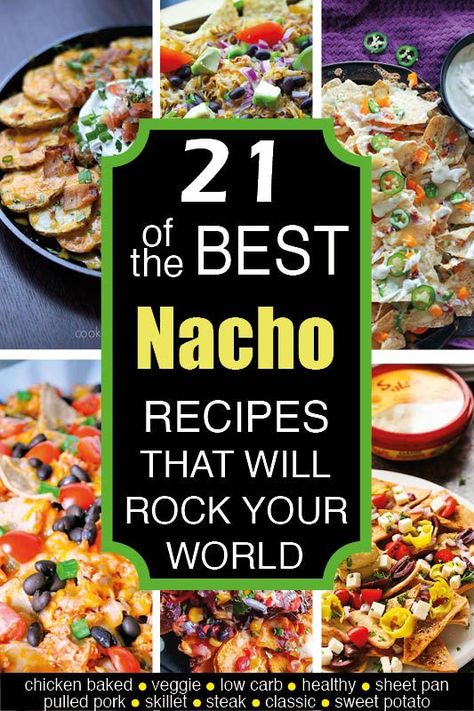 The BEST nacho recipes out there, whether you're into chicken, pulled pork, veggie, steak nachos, low carb nachos, skillet nachos, breakfast nachos or learning how to make nachos with unusual ingredients (like sweet potatoes).  We've got you covered - for Veggie Steak, Weird Recipes, Skillet Nachos, Best Nacho Recipe, Ultimate Nachos, Nacho Party, Nacho Recipes, Steak Nachos, Mexican Nachos