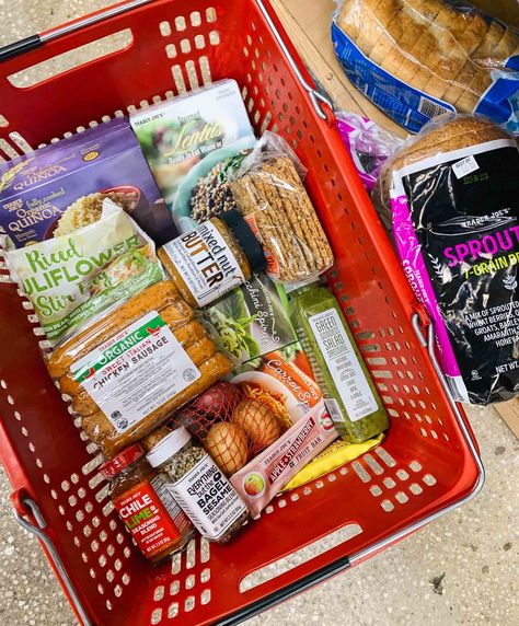 Trader Joe's Shopping List, Trader Joes Meal Planning, Chili Lime Chicken Burgers, Trader Joes Shopping List, Trader Joes Food, Sprouted Bread, Quinoa Rice, Spring Peas, Trader Joes Recipes