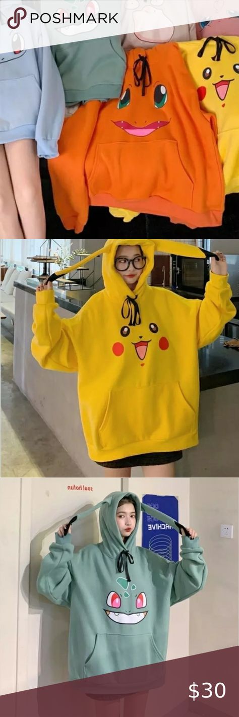 COPY - Pokemon sweatshirts with hoods with ears Pokemon Sweaters, Pokemon Sweatshirt, Pokemon Red, Yellow Fashion, Red Yellow, Pokemon, Sweaters For Women, Sweatshirts, Outfit Inspo