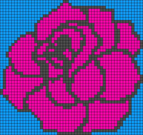 Flower Graphgan, Roses Cross Stitch Pattern, Rose Flower Bouquet, Granny Square Crochet Patterns Free, Graph Crochet, Easy Pixel Art, Cat Cross Stitch Pattern, Tapestry Crochet Patterns, Pola Kristik