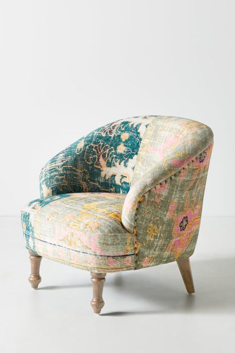 Best Furniture From Anthropologie | POPSUGAR Home Fun Chairs, Printed Accent Chairs, Patchwork Furniture, Bohemian Furniture, Hanging Furniture, Printed Sofa, Living Modern, Upholstered Chair, Boho Bedroom Decor