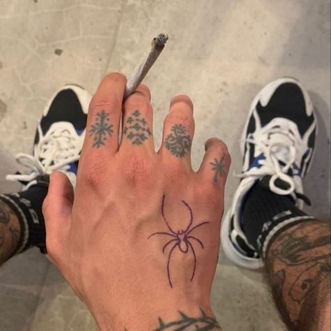 Damon Torrance, Hand Tatto, Wrist Tattoo Designs, Devils Night, Stick N Poke, Hand Tats, Stick N Poke Tattoo, Fire Tattoo, Spider Tattoo