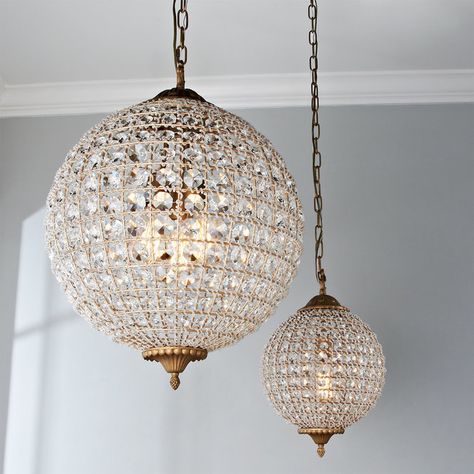 $989--All Chandeliers | Explore Our Unique Collection - Shades of Light Hallway Chandelier, Orb Chandelier, Crystal Orb, Kitchen Chandelier, Shades Of Light, Chandelier Shades, Vintage Chandelier, Lighting Inspiration, Room Lights