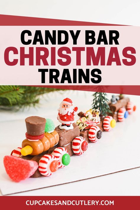 Christmas Trains, Candy Train, Christmas Candy Crafts, Christmas Candy Bar, Dessert Party, Candy Crafts, Holiday Craft, Christmas Train, Candy Bars