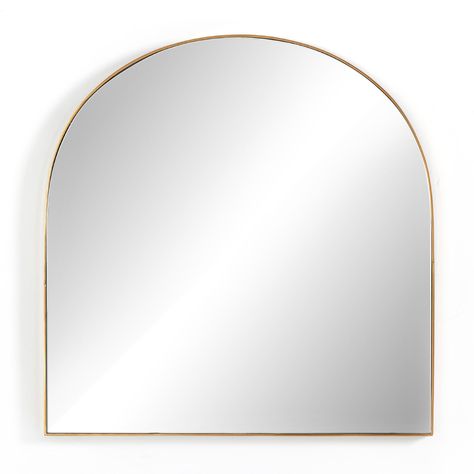 Perfectly scaled for styling above a mantel or fireplace, a beautifully arched mirror is finished out in an elegant polished brass.Product Overview Color: Polished Brass Dimensions: 2"D x 39"W x 40"H Materials: Aluminum, Mirror Weight: 70.85 lb Wide Arch Mirror, Wide Mirror, St Andrew, Arched Mirror, Arch Mirror, Bathroom Reno, Four Hands, Burke Decor, Black Iron