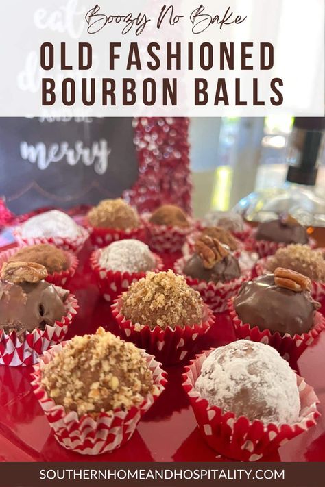 These old-fashioned bourbon balls are full of boozy, nutty, and vanilla goodness, and make the perfect decadent adult sweet treat. And they're also so quick to put together for the holidays or Kentucky Derby party! Bourbon Cookies Recipe, Bourbon Ball, Bourbon Cookies, Bourbon Balls Recipe, Boozy Baking, Bourbon Cake, Alcoholic Treats, Bourbon Balls, Bourbon Recipes