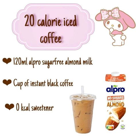 Low Calorie Iced Coffee Recipe, Low Cal Coffee Recipes, Low Cal Iced Coffee Recipes, Meal Inspiration Low Cal, Low Cal Iced Coffee, 0 Calorie Drinks, Low Calorie Iced Coffee, Low Cal Coffee, Low Calorie Coffee