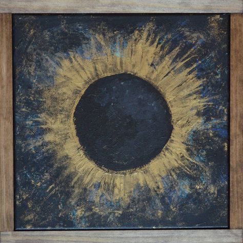 Paintings — Paper Heart Design #painting #homedecor #art #canvas #paint #inspiration #sun #moon #eclipse #black #gold Acrylic Gold Painting Ideas, Eclipse Artwork, Solar Eclipse Art, Eclipse Painting, Sun And Moon Painting, Eclipse Art, Celestial Inspiration, Eclipses Art, 2024 Eclipse