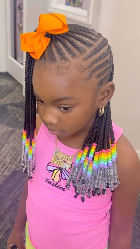 Essence 💗 FREESTYLE MOHAWK x Rainbow Beads 😍. Super cute and neat ! I will be responding to ALL MESSAGES TONIGHT! thank you all for your patience 😊 • • • • • • miramarhairstylist #miramarbraider ##miramarkidbraider #browardbraider #browardkidsbraids #browardbraids #browardhairbraider #miamihairstylist #miamikidbraider #miamibraids #miamikidhairbraider #pompanokidsbraider #pompanobraider #kidfriendlystyles #kidfriendlybraids • • • • • • | preciiouskids | daisydoesmyhair · Original audio Rainbow Beads Hair Braids, Braids And Beads Kids, Braids With Rainbow Beads, Kids Lemonade Braids With Beads, Rainbow Braids For Kids, Braids With Beads For Girls Kids, Kids Braided Mohawk, Mohawk Braids For Kids, Baby's Hairstyle