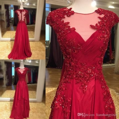 Prom Gowns Elegant, Blue Prom Gown, Modest Evening Gowns, Lace Prom Gown, Prom Dress With Train, Red Prom Dresses, Lace Prom Dress, Red Prom, A Line Prom Dresses