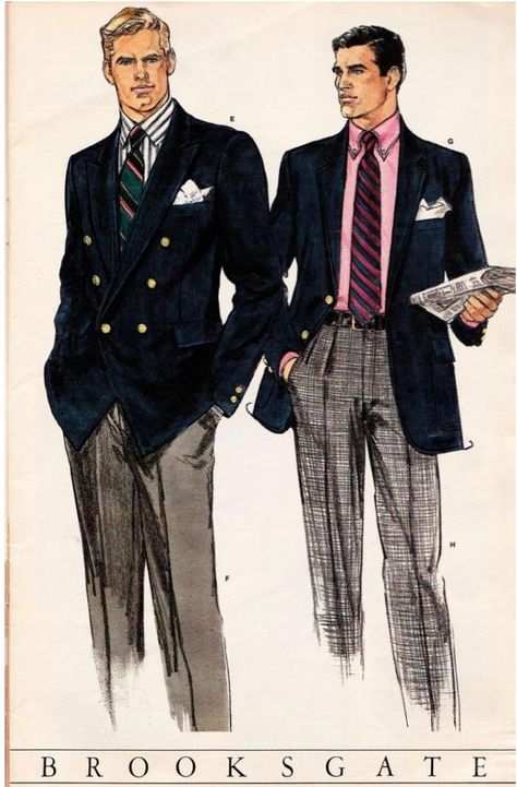 Fashion Sketches Men, Men In Suits, Mens Fashion Illustration, Ivy League Style, Ivy Style, Look Retro, Vintage Mens Fashion, Vintage Suits, Fashion Design Sketches