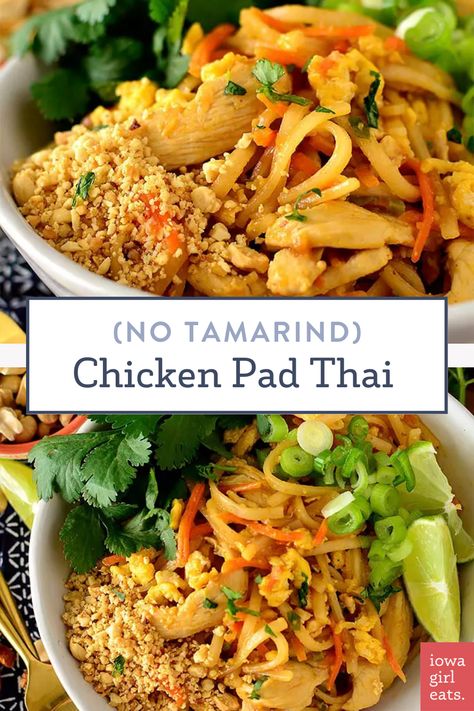 Simple Chicken Pad Thai, Pat Thai, Noodle Free Chicken Pad Thai, Healthy Chicken Pad Thai Recipe, Pad Thai Sauce Without Tamarind, Pork Pad Thai, Authentic Chicken Pad Thai, Pad Thai Recipe Easy, Tai Food