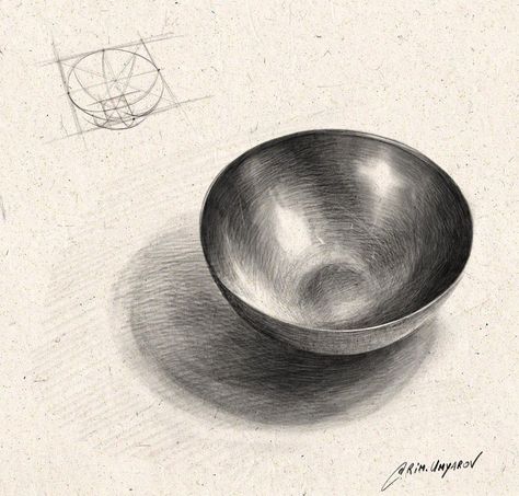 Bowl Sketch, Still Life Pencil Shading, Analytical Drawing, Pencil Shading Techniques, Value Drawing, Still Life Sketch, Basic Sketching, Metal Drawing, Shading Drawing