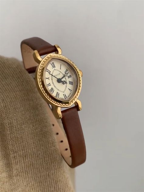 Brown leather strap watch