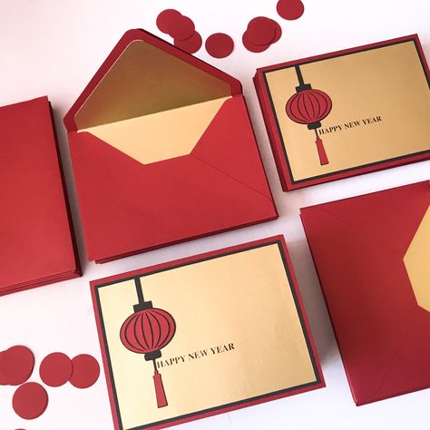 Lunar New Year Cards, Chinese New Year Envelope Design, Chinese New Year Card Design, Cny Greeting Card, Chinese New Year Greeting Card, Cny Greetings, Red Envelope Design, New Year Card Design, Asian Cards