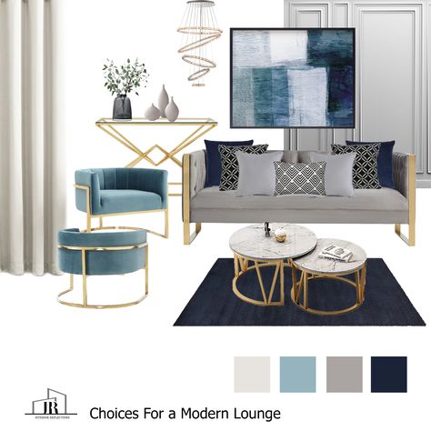 Living Room Decor Grey Couch, Blue And Gold Living Room, Glam Living Room Decor, Teal Living Rooms, Art Deco Living Room, Blue Living Room Decor, Living Room Decor Gray, Gold Living Room, Glam Living Room